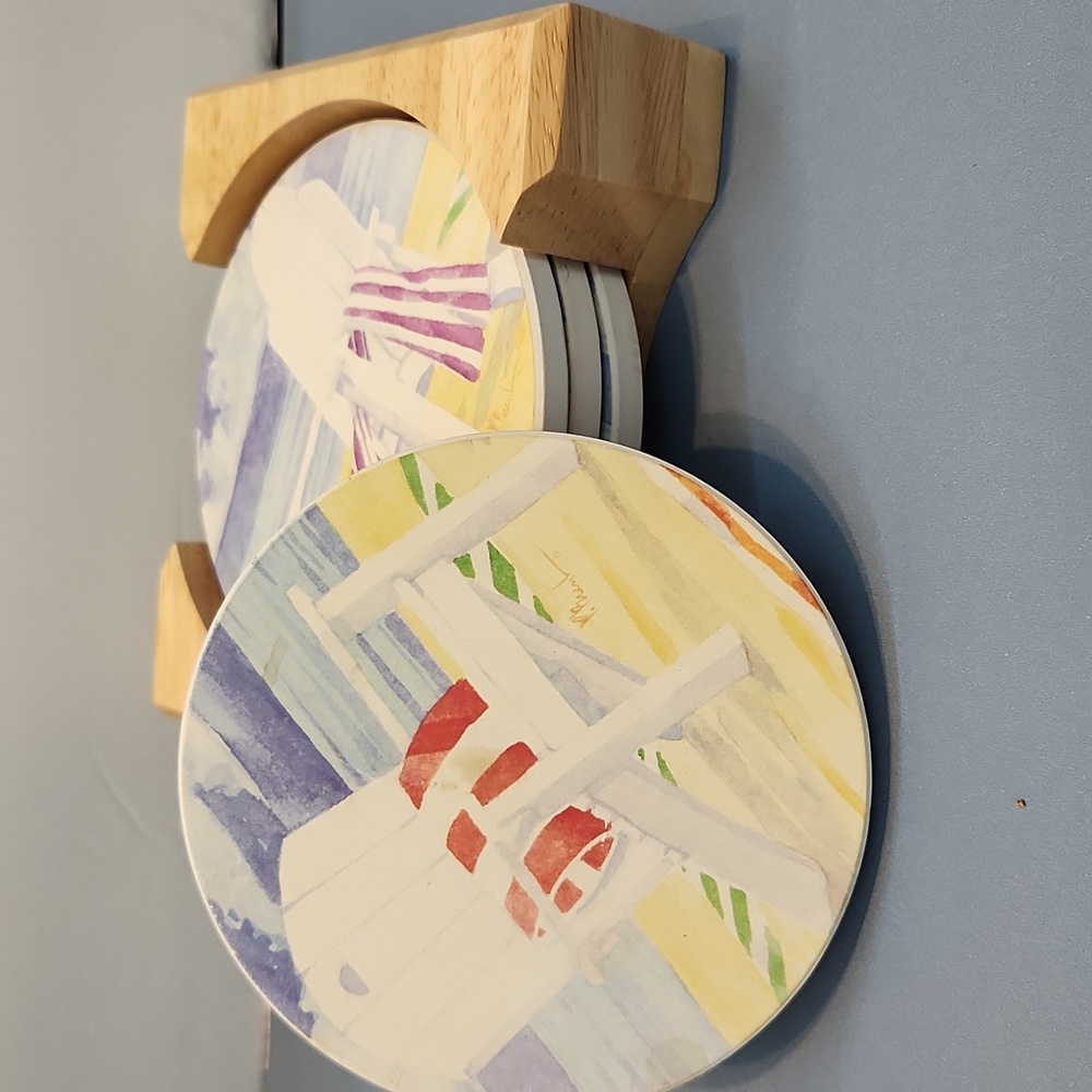 Source Unknown Beach Scene Coaster Set